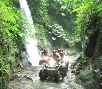 Excitements of Atv Ubud Adventures Along Waterfall and Cave